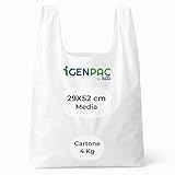 G.M. DISTRIBUZIONE 4 Kg Buste Spesa, Misura 29x52 cm, Biodegradabili Bianche con Manico, Circa 250 Pezzi, Shopper Compostabili per Alimenti, Sacchetti Extra Resistenti (MISURA MEDIA)