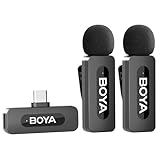 BOYA BY-V20 Microfono Lavalier Wireless, Microfono Wireless USB-C per iPhone 15/Smartphone Android/Tipo-C Mini Microfono Vlog per Podcast Facebook Youtube Vlogging Registrazione Video
