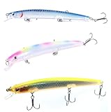 Set 3 Long Jerk Minnow Spinning Spigola Serra Barracuda Pesca Mare Esca Artificiale