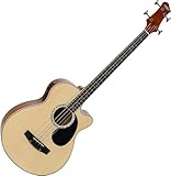 Classic Cantabile Short-Scale Basso Acustico - 4 Corde - Natural Gloss Finish - Pickup Piezo & Cutaway - Tavola in Abete - Fondo & Fasce in Okoume - Ideale per Principianti & Sessioni Unplugged