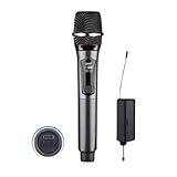 SQUADO TTD-M10 Microfono Wireless UHF Ricaricabile Palmare – Portata 30 m, USB-C, Suono Chiaro – Per Presentazioni, Karaoke, Scuola ed Eventi