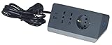 BTICINO Ciabatta Multipresa Elettrica 5 Posti, 2 Prese USB 3A, 1 Polivalente Schuko 10/16A e 2 Bipasso 10/16A, Multipresa da Scrivania con Interruttore e Cavo 2m Spina 16A, Robusta e Funzionale, Nero