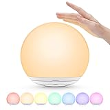 Suright Luce Notturna Bambini,Lampada da Comodino Ricaricabile USB,Luce Notturna LED con Luce Calda Dimmerabile Progressive&Luce a 7 Colori,Touch&Interruttore,Timer per Cameretta,Campeggio, Regalo