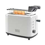 BLACK+DECKER BXTOA820E - Tostapane 820W | 2 Fessure | 3 Funzioni | 7 Livelli di Doratura | 2 Pinze per Tutti i Tipi di Pane | Funzione Stop | Vassoio Raccoglibriciole | Bianco