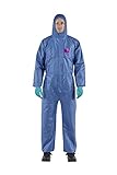 Ansell AlphaTec 1500 Modello 138, Tuta Integrale con Cappuccio, Protezione Tipo 5/6 per Usi Domestici e Professionali, Tuta Monouso Impermeabile, Uomo Donna, Blu, Taglia 2XL (1 Unità)