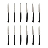 PINTINOX Prima Collection Coltelli tavola lama seghettata Set 12 pz Acciaio Inox con manico nero, Spelucchini ideali per sbucciare frutta