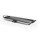 Tristar Griglia da tavolo slim L, Ampia superficie di cottura di 70 x 23 cm, Termostato regolabile, Manici rimovibili, Rivestimento antiaderente, BP-2668