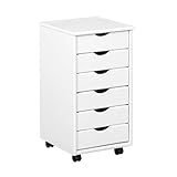Inter Link - Piedistallo mobile - Piedistallo mobile con 6 cassetti - Piedistallo per ufficio - Mobile - Carrello mobile - Cassettiera - Legno di pino massiccio - Laccato bianco - 35 x 40 x 65 cm - Simon