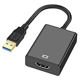 AXFEE Adattatore da USB a HDMI, 1080P Full HD USB 3.0/2.0 a HDMI, multi-display, compatibile con Windows 10/8.1/8/7, monitor, proiettore, HDTV, laptop