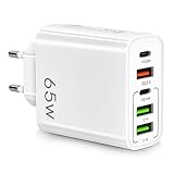 AXFEE 65W Caricatore Rapido USB Multipla PD & QC3.0, Alimentatore Caricabatterie Spina USB-C 5Porto,da Muro, Carica Cellulare per iPhone 17/16/15/14/13/12/11/Pro/Pro Max,Samsung Galaxy,Xiaomi,Huawei