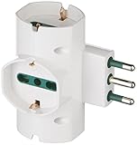 Vimar RI.00315.B Adattatore elettrico multiplo sfalsato verticale, 3 prese universali con protezione bambini SICURY, spina (grande) standard italiano tipo S17 2P+T 16 A