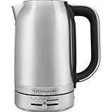 KitchenAid Bollitore Elettrico con Temperature Regolabile - 5KEK1701ESX - Bollitore Acqua de 1,7L en Acciaio Inox - Design Retro - Con Filtro Antocalcare Rimovible - 2400W - Colore Acciaio Inox