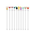 Acrilico Agitatori Cocktail Stirrer 23cm,10 Pezzi Bastoncino Mescolare Cocktail, Cucchiai da Cocktail Riutilizzabili Plastica Drink Agitazione Bastoncini per Bar Partito Cafe Frutta Succo