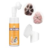 GJYC PET Detergente per zampe per cani e gatti, schiuma magica per pulire le zampe senza risciacquo, shampoo a secco, spazzola per la pulizia dei piedi, con estratto di rosa, detergente per controllo