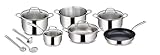 Lagostina Evelia Set di Pentole Induzione, Gas e Forno in Acciaio Inox 18/10, 13 Pezzi, Batteria con 4 Casseruole, Pentola, Padella Antiaderente, Mestolo, Schiumarola, Cucchiaio Spaghetti, 4 Coperchi