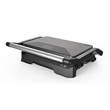 Black+Decker – Grill BXGR1001E | 1000W | Apertura 180º | Piastre 23x14,5cm con blocco | Doppio strato antiaderente | PFOA free | Piastra basculante | Vaschetta di raccolta | Spie luminose | Cool-touch