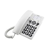SPC Original - Telefono fisso da tavolo o da parete, con tasti grandi e di facile utilizzo, 3 memorie dirette, volume suoneria extra forte, funzione di ricomposizione - Bianco