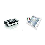 Laica VT3120 Macchina Sottovuoto per Alimenti Automatica Doppia Pompa Acciaio 20L/min Larghezza massima sacchetti 30 cm 20.6x40x12cm + 4 Rotoli per sottovuoto per Alimenti 20x600 cm PA/PE Trasparente