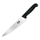 Victorinox, coltello da cucina trinciante con lama seghettata Fibrox, lunghezza: Coltello da 19 cm, in nylon, colore nero