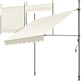 tectake® Tenda da Sole a Morsetto con Manovella, Altezza e Inclinazione Regolabile, Telo Impermeabile e Resistente ai Raggi UV, Ideale per Balcone e Terrazzo, 200x180cm - Beige