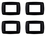 4 Pezzi Placche Compatibile Con Bticino Living, Placche Plastica Bombata (3 Posti/Moduli,Nero)