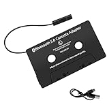 Pixelure Adattatore Cassetta Autoradio BT 5.0, Aux Adaptador Cassetta Adattatore da Auto con Microfono per Chiamate Lettore di Cassette per MP3 CD Convertitore Radio