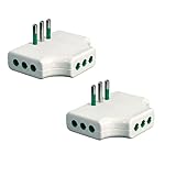 FANTON 82250-B2 - set 2 pezzi adattatore presa tripla piatta per spazi stretti SALVASPAZIO multipla 1 spina italiana piccola 10A 3 prese italiane piccole