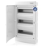 Intratec Quadro Elettrico Incassato 3 Righe – Quadro di Distribuzione IP40 per 36 Moduli con Porta Bianco e Guide per Facile Installazione Elettrica in Casa e Azienda – 482 x 283 x 106mm