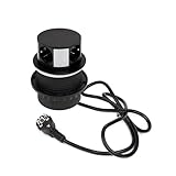 Emuca - Multiconnettore Vertikale Push diametro 100mm, 3 spine di tipo Schuko, 1 USB A, 1 USB C, Acciaio e Tecnoplastica, Verniciato Nero
