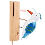 Ciphuoly Campanello a Picchio in Legno - Decorazione e Suoneria per Porta con Doppio Sistema di Fissaggio | Ideale per Casa sull'Albero, Giardino e Stanze dei Bambini | Regalo Originale e Naturale