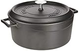 Pentole Agnelli COGHSRP10428M Slowcook Casseruola con Maniglie e Coperchio, Ghisa, Nero Opaco, 6.7 L - 28cm