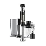 Black+Decker BXHBA1500E - frullatore a immersione + 1500 W | 20 velocità + turbo | lame e asta in acciaio inox | trita ghiaccio | sistema anti-spruzzo | accessori inclusi