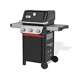 Weber Barbecue a gas Spirit E-310/3 bruciatori, accensione Snap-Jet, ruote resistenti e griglia di riscaldamento, superficie di 51 x 46cm, compatibile con le guide laterali Weber Works, nero/argento
