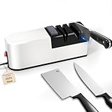 Affilacoltelli elettrico, sistema di affilatura coltelli 5 in 1 con lama dritta, affilacoltelli professionale diamantato PER affilatura grossolana, riparazione e affilatura coltelli (QE7)