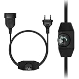 KSIBNW Dimmer Regolatore LED 220-240V, 2M Interruttore Dimmerabile Rotativo Silenzioso Regolabile Regolatore Interruttori Dimmerabili a Manopola Con Cavo e Spina per Lampadina Lampade a LED, Nero