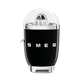 Smeg, Spremiagrumi Elettrico CJF11BLEU, Spremitura a Pressione Manuale, Beccuccio Antigoccia e Cono Universale, Base Antiscivolo, Avvolgicavo Integrato, 70W, Nero