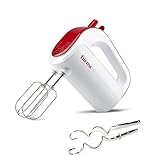 Girmi SB02 Sbattitore Elettrico, 170W, Sbattitori Inox per montare panna ed albumi, Funzione Turbo, Ganci Inox per impasti dolci e salati, 5 Velocità, Bianco/Rosso