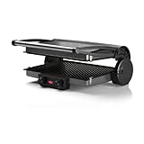 Bosch Bistecchiera TCG4215, 3 Posizioni di Cottura, 5 Livelli di temperatura, 2000W, Piastre Grill in Alluminio Rimovibili e Lavabili in Lavastoviglie, Rivestimento Ceramico Antiaderente, Argento