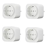 Amazon Basics Presa intelligente Wi-Fi smart plug, singola per interni (presa europea), compatibile solo con Alexa, bianco, 4 pezzi