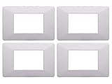4 Pezzi Placche Compatibile Con Vimar Plana, Placche In Plastica (3 Posti/Moduli,Bianco)