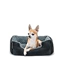 lionto Letto per cani con cuscino reversibile e base antiscivolo, cuscino robusto con ingresso basso per cani e gatti di ogni età, 50x37 cm, cuccia accogliente, nero/grigio
