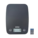 GRIFEMA GA2004 Bilancia da cucina con display LCD, bilancia alimentare multifunzione 5 kg (1 g esatto) per cuocere al forno e cucinare, 2 batterie incluse