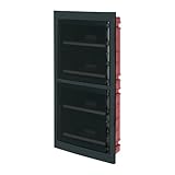 Quadro elettrico IP40, montaggio ad incasso, 72 moduli (4x18), 450x853x95mm, cornice nera, Centralino con portello trasparente fume', scatola di distribuzione per installazioni elettriche