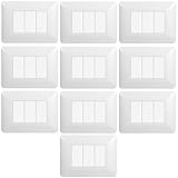 CONFEZIONE DA 10 PLACCHE IN TECNOPOLIMERO, COMPATIBILE CON BTICINO MATIX, 3 MODULI/POSTI, COLORE BIANCO, ALTA QUALITA', DESIGN ELEGANTE E MODERNO, PER INTERRUTTORI/PRESE, SERIE CIVILE