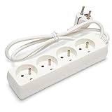 Multipresa francese 4x16A, cavo lungo 1m, H05VV-F3G1.0MM2, CE, NF