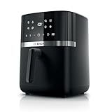Bosch Serie 4 Friggitrice ad Aria MAF462B0, Air Fryer 6,1 L, 7 Programmi, Doppia Resistenza, Funzioni Defrost e Mantenimento in Caldo, Touchscreen, Cottura fino al 60%* Più Veloce, Nero