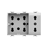 4box - Presa da Incasso Side XL Compatibile con Bticino® Matix™. 4 Prese in 1: permette di collegare una spina schuko e una spina 10/16A o tre spine 10/16A. Colore Bianco