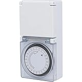 UNITEC Timer giornaliero meccanico esterno IP44 analogico bianco 15 minuti di distanza regolabile