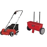 Einhell GC-SA 1231/1 Scarificatore arieggiatore elettrico (230 V, 50 Hz, 1200 W, largh. 31 cm, sacco raccolta 28 lt, 3 regolazioni profondità di lavoro) & GC-SR 12 Carrello Spargitore, ‎Standard
