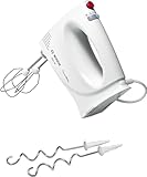 Bosch Sbattitore Elettrico MFQ3030, 350W, 4 Livelli di Velocità, Ultra Leggero e Maneggevole, Impugnatura Ergonomica, Fruste e Ganci per Impastare in Acciaio Inox Inclusi, Bianco